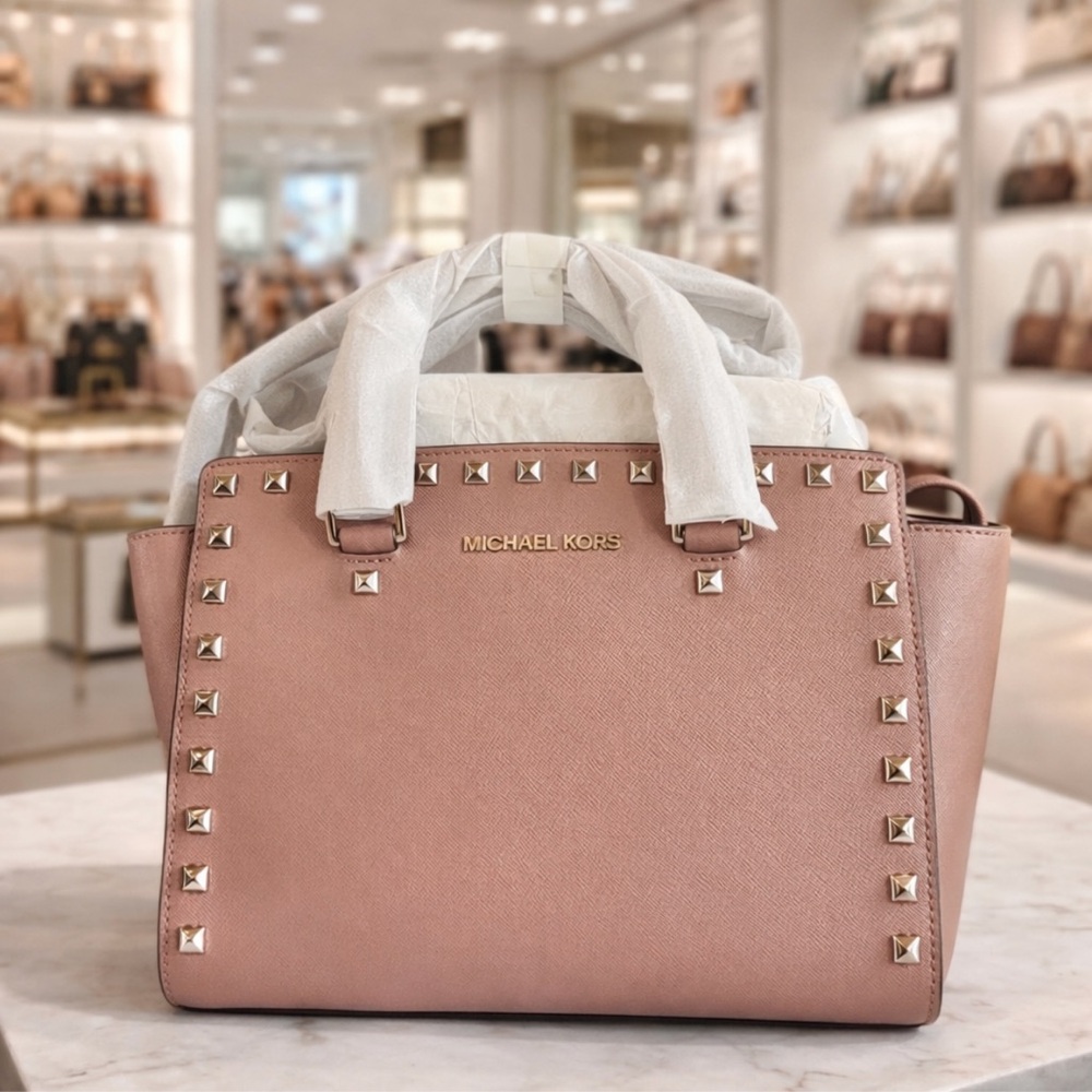 Michael Kors Selma Blush Pink Studded Satchel
